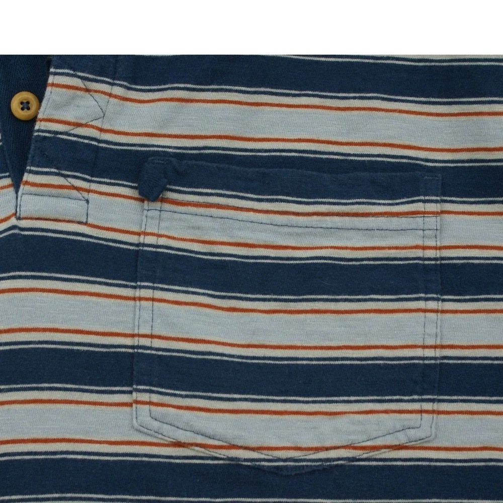 Duluth Trading Co Mens Relaxed Fit Striped Polo Shirt Blue Orange Size M